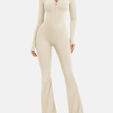 Women Zip Up Long Sleeve Workout Jumpsuit