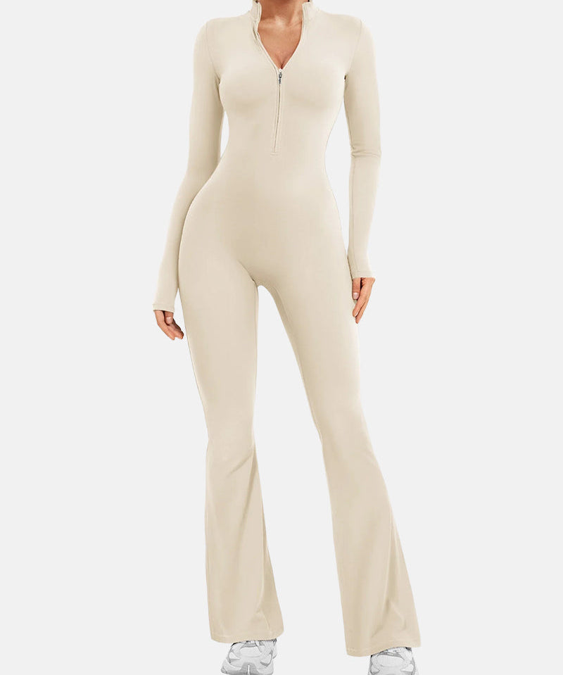 Women Zip Up Long Sleeve Workout Jumpsuit