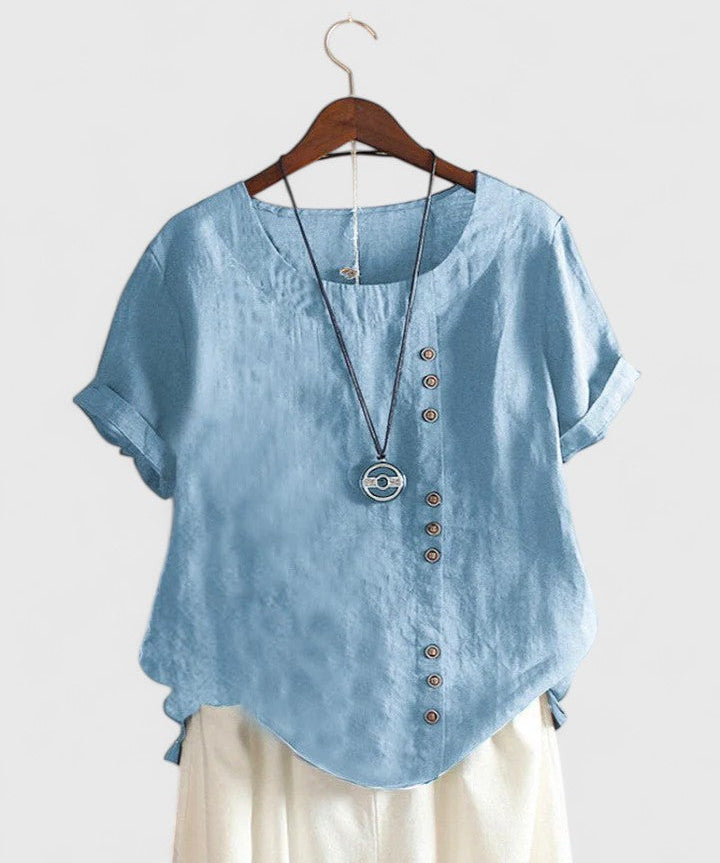 Elisavie - Comfortable Short Sleeve Blouse