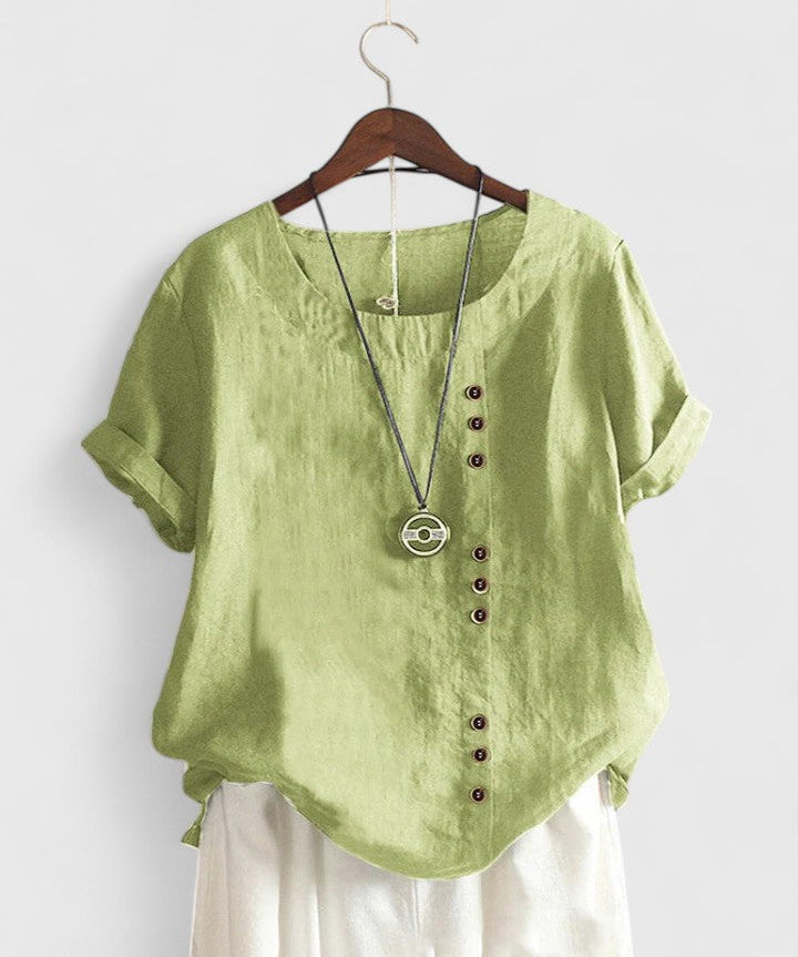 Elisavie - Comfortable Short Sleeve Blouse