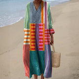 Eva - Multicolored Long Dress in Patchwork