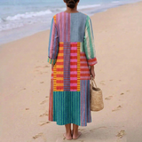Eva - Multicolored Long Dress in Patchwork