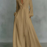 Christine - Flowing Button-Front Maxi Dress