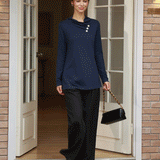 Cashmere Asymmetric Cowl Neck Stretch Top TATIANA