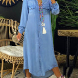 Helen - Casual Elegant Long Denim Shirt Dress