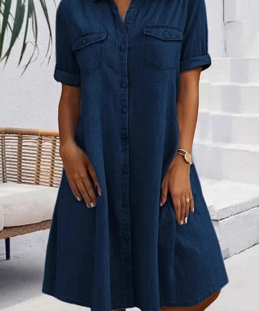 Patricia - Casual Denim Style Midi Dress